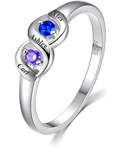 Personalized Mothers Ring with 2-5 Simulated Birthstone 925 Sterling Silver Promise Rings Customized Engraved 3-5 Names Engag...