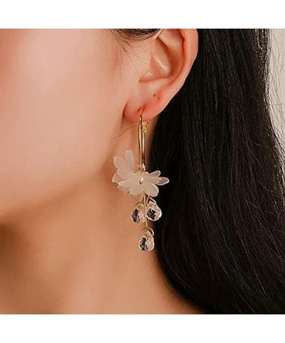 Cute Pink Flower Dangle Drop Earrings for Women Girls Acrylic Sakura Leaf Earrings Summer Beach Long Tassel Earrings Holiday ...