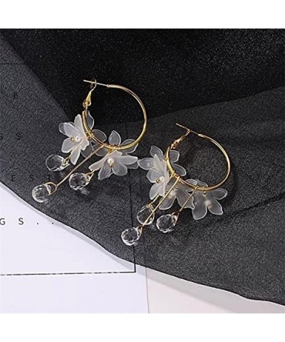 Cute Pink Flower Dangle Drop Earrings for Women Girls Acrylic Sakura Leaf Earrings Summer Beach Long Tassel Earrings Holiday ...