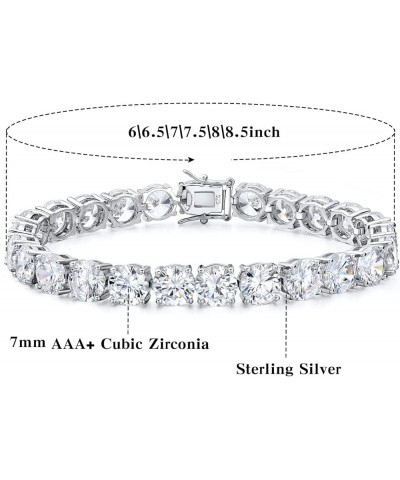 925 Sterling Silver 2-7mm Cubic Zirconia Classic Tennis Bracelet | White Gold Bracelets for Women | Size 6-8.5 inches 7 mm-7 ...