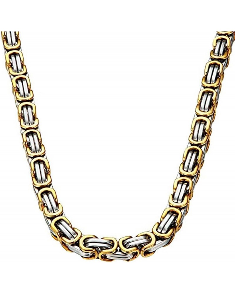 Chain Men Stainless Steel, Flat Byzantine Chain Link Necklace 4mm/5mm/6mm/8mm Silver/Black/Gold Chains for Unisex 55/60CM Sil...