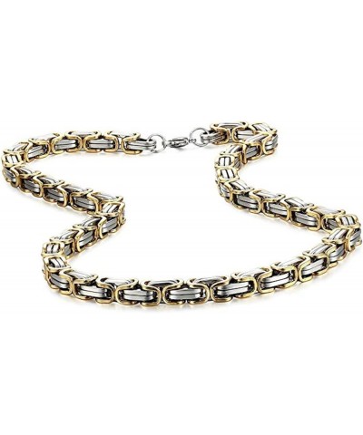 Chain Men Stainless Steel, Flat Byzantine Chain Link Necklace 4mm/5mm/6mm/8mm Silver/Black/Gold Chains for Unisex 55/60CM Sil...