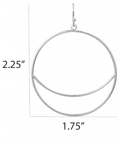 Lightweight Geometric Gold Double Ring Circle Hoop Dangling Drop Earrings for Women Teen Cresent- Silver $8.82 Earrings