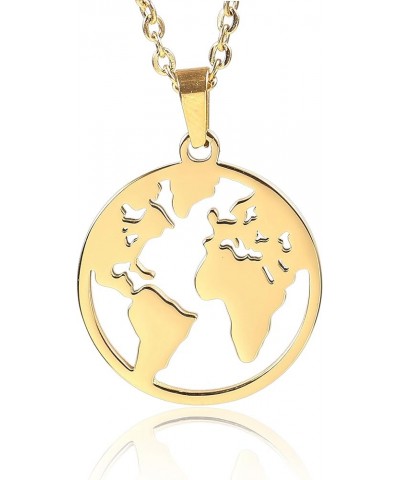 World Map Necklace Mother Earth Necklace Long Distance Travel Gift Gold $7.14 Necklaces