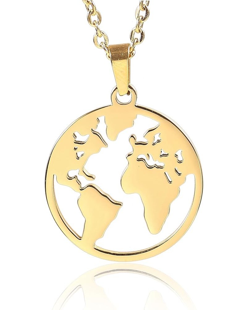 World Map Necklace Mother Earth Necklace Long Distance Travel Gift Gold $7.14 Necklaces