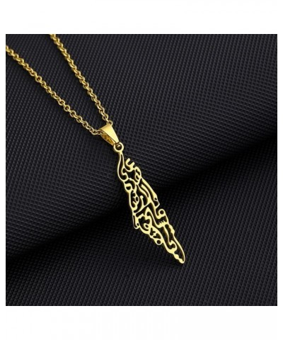 Palestine Israel Map Pendant Necklaces Unisex Couple Hollow Out Stainless Steel Chain Necklace Pray for Peace Maps Flag Neckl...