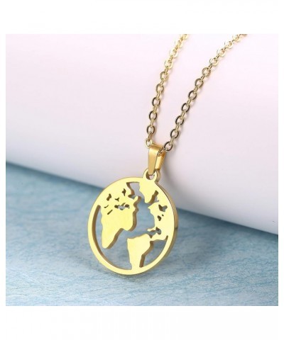 World Map Necklace Mother Earth Necklace Long Distance Travel Gift Gold $7.14 Necklaces