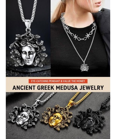 Medusa Pendant Necklace for Women Men, Stainless Steel/18K Gold Plated Ancient Greece Jewelry Customizable Delicate Gift Pack...