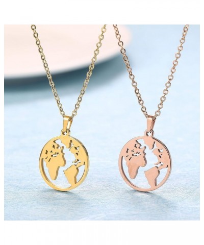 World Map Necklace Mother Earth Necklace Long Distance Travel Gift Gold $7.14 Necklaces