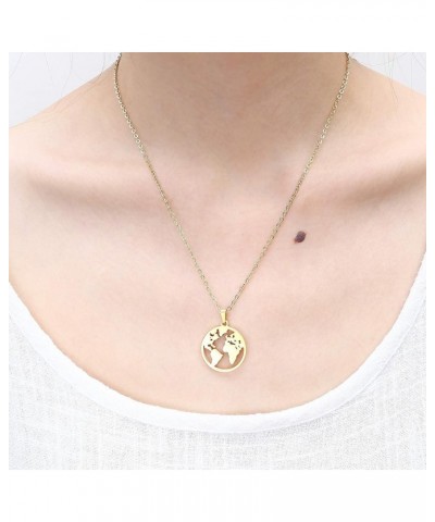 World Map Necklace Mother Earth Necklace Long Distance Travel Gift Gold $7.14 Necklaces