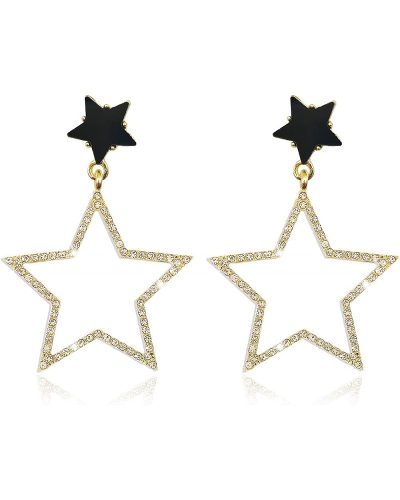 Star Earrings for Women Silver Star Earrings Dangle Rhinestone Star Stud Earrings Rhinestone Big Star Dangle Earrings for Gir...