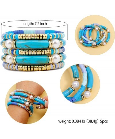 Bamboo Tube Chunky Bangle Bracelets For Women Stack Stretch Clay Beaded Stackable Bracelet Set Jewelry Trendy Gift For Women ...