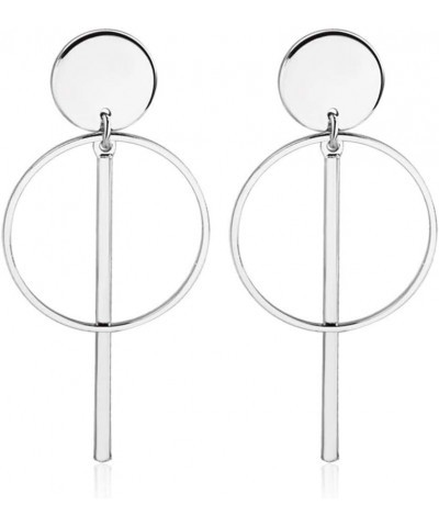 Geometric Double Circle Hoop Dangle Earrings Simple 8 Infinity Knot Bar Tassel Drop Earrings for Women Jewelry G-Silver2 $8.0...