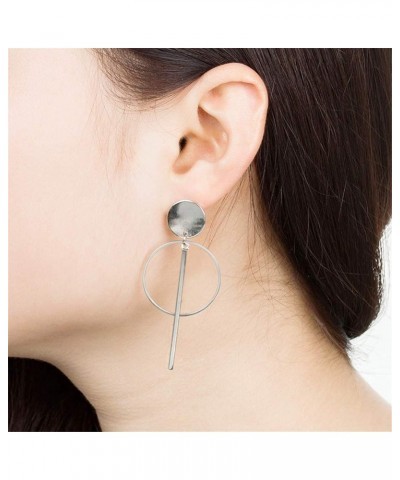 Geometric Double Circle Hoop Dangle Earrings Simple 8 Infinity Knot Bar Tassel Drop Earrings for Women Jewelry G-Silver2 $8.0...