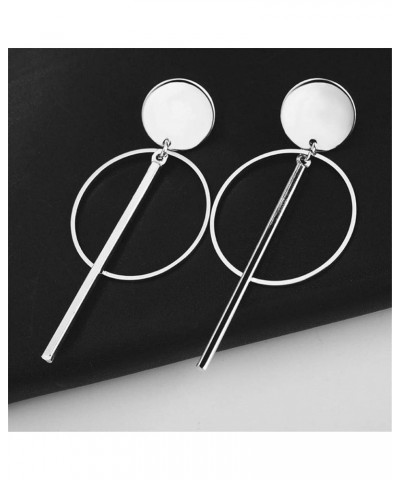 Geometric Double Circle Hoop Dangle Earrings Simple 8 Infinity Knot Bar Tassel Drop Earrings for Women Jewelry G-Silver2 $8.0...