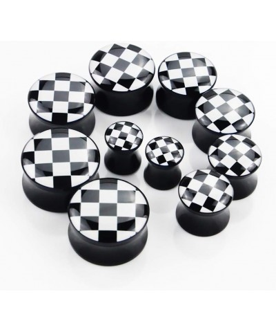 Checkered and Spiral Saddle Ear Gauges Set UV Acrylic Ear Plugs Tunnel Stretcher Expander Body Piercing Jewelry 4 Pieces 2G-1...