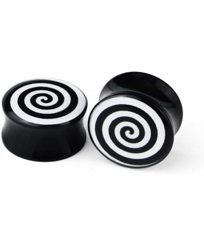 Checkered and Spiral Saddle Ear Gauges Set UV Acrylic Ear Plugs Tunnel Stretcher Expander Body Piercing Jewelry 4 Pieces 2G-1...