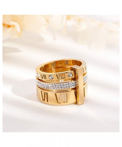 Stainless Steel CZ Zirconia Roman Numeral Ring For Women Girls 3 in 1 Spinner Rings and Roman Numeral Bangle Bracelet Set $19...