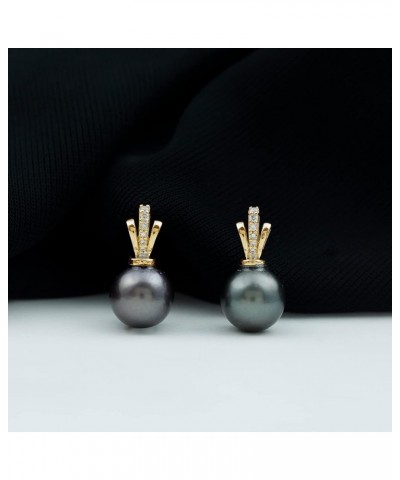 Natural Pearl Drop Pendant Earring Set for Women, June Birthstone, Black Pearl Designer Jewelry Set 10K Yellow Gold $277.20 J...