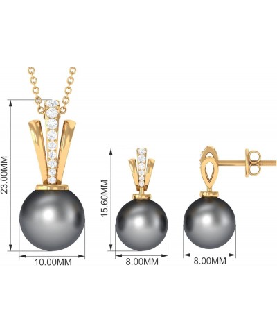 Natural Pearl Drop Pendant Earring Set for Women, June Birthstone, Black Pearl Designer Jewelry Set 10K Yellow Gold $277.20 J...