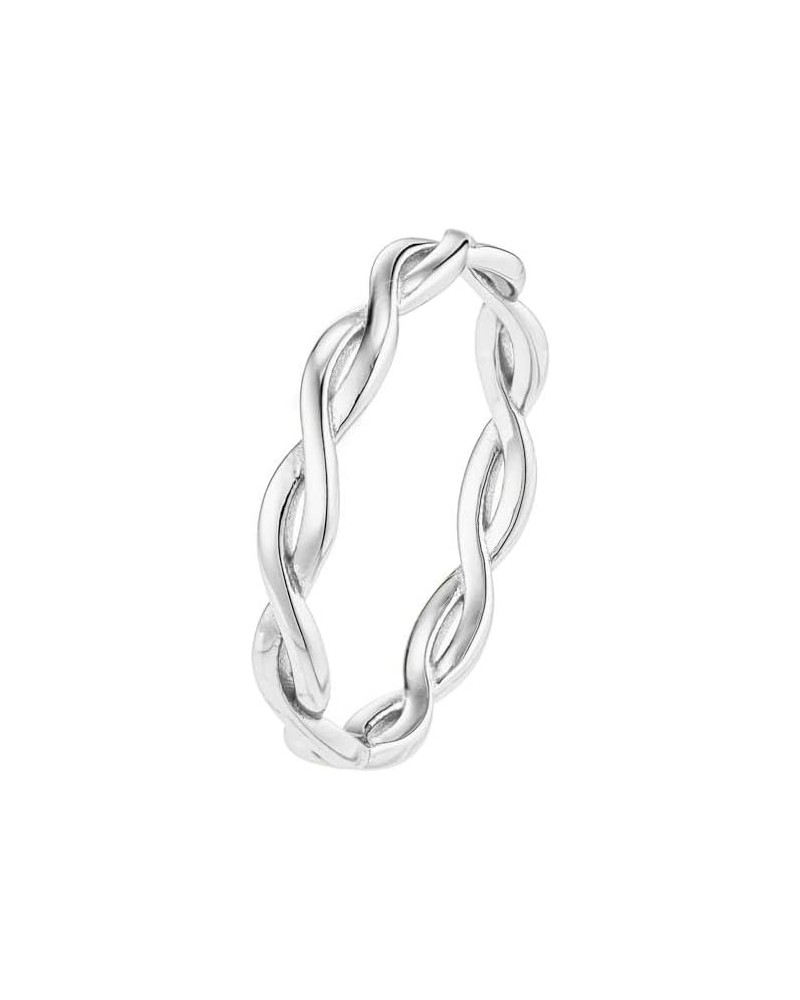 18K Gold Sterling Silver Dainty Braided Twist Curb Trendy Minimalist Ring Jewelry for Women Gift for Her 10 04-Braided Ring S...