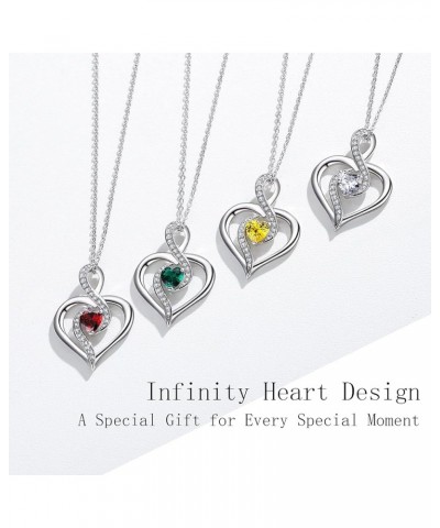 Birthstone Heart Necklace for Women 925 Sterling Silver Infinity Love Pendant Necklace Jewelry Birthday Gifts Silver-08-Aug $...