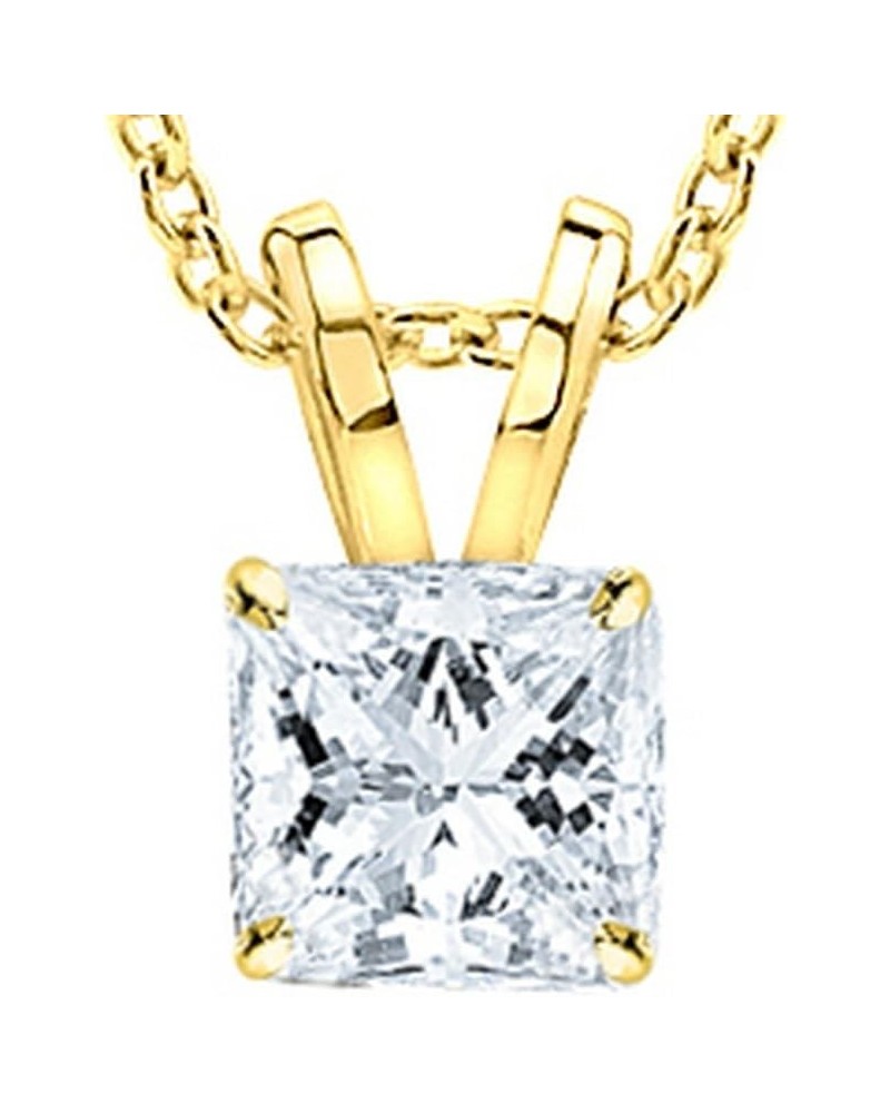 IGI Certified LAB-GROWN Princess Cut Diamond Pendant Necklace 4 Prong Ultra Premium Collection (D-E Color, VS1-VS2 Clarity Id...