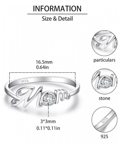 Mom Ring for Women 925 Sterling Silver Ring Mother's Day Jewelry Gifts for Mom 10 Silver $11.52 Rings