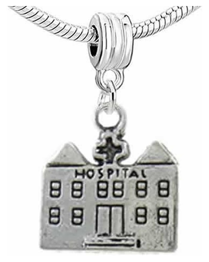 Hospital Building Dangle Charm Bead For Snake Charm Bracelet $8.39 Bracelets