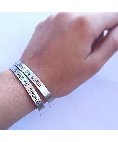 Inspirational Bangle Bracelets for Women Men, Stainless Steel Personalized Mantra Cuff Bracelet Friend Encouragement Gift Don...