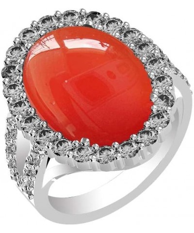 10.15Cts Oval Natural Gemstone Silver Plated Statement Cocktail Ring For Women, Jewelry Gift For Her Mom Wife Carnelian $11.9...