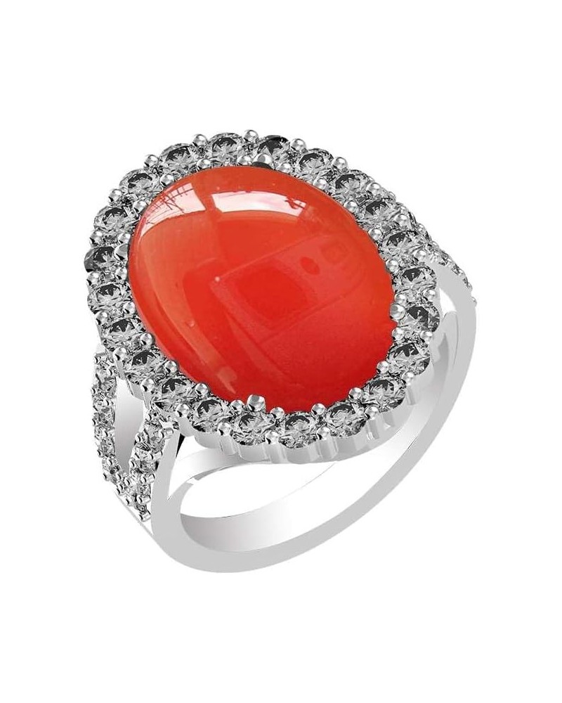 10.15Cts Oval Natural Gemstone Silver Plated Statement Cocktail Ring For Women, Jewelry Gift For Her Mom Wife Carnelian $11.9...