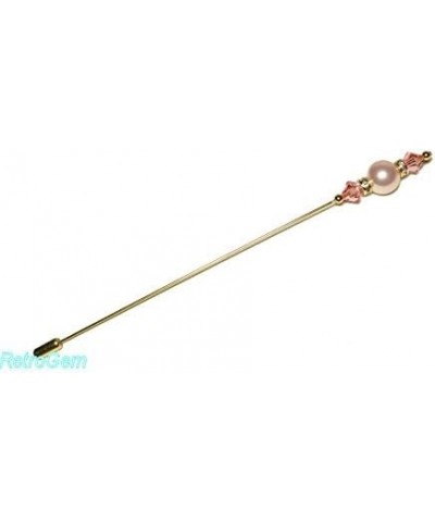 Sparkling Elegance Crystal Pearl 6 Inches Gold Tone Hat Pin Made with Austrian Crystal Pearl Pearl: Light Pink $11.75 Brooche...