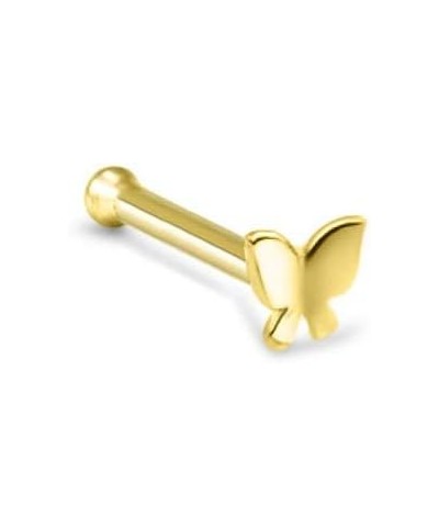 14k Solid Yellow Gold Nose Ring, Stud, Nose Screw, L Bend, Nose Bone 3.5mm Butterfly 22G 20G or 18G 20 Gauge - Nose Bone $22....