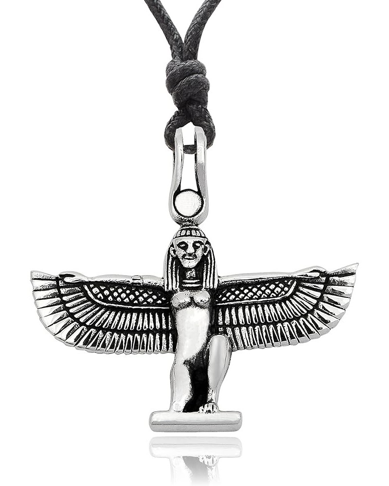 Egyptian God&Goddess 92.5 Sterling Silver Brass Necklace Pendant Jewelry Kneeling Winged Isis-Sterling-silver-Cotton $10.02 N...