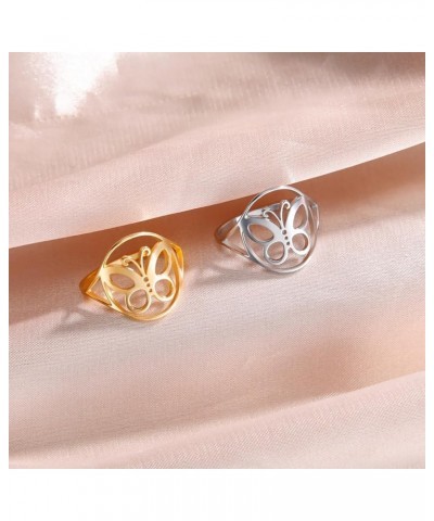 Butterfly Rings Stainless Steel Flying Elves Rings Dragonfly Rings Promise Ring Jewelry Gift for Women Charming Ladies Diamet...