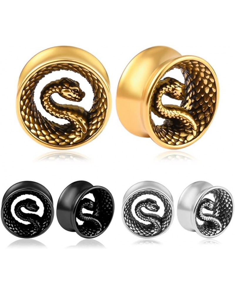 2PCS Ear Gauges Cool Snake Ear Plugs Tunnels 316 Stainless Steel Hypoallergenic Earrings Expander Body Piercing Jewelry 12mm(...