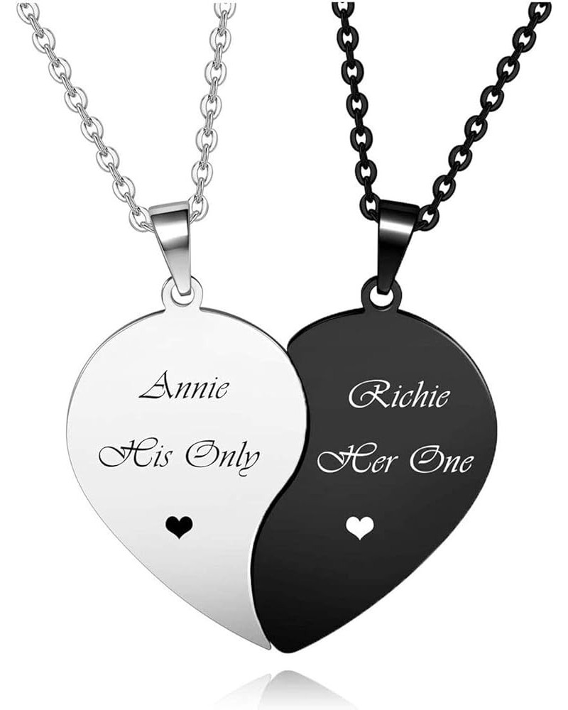 Personalized Portrait & Name Necklace BFF Necklace for 2-Split Heart Necklace Best Friend Pendant Customized Friendship Neckl...