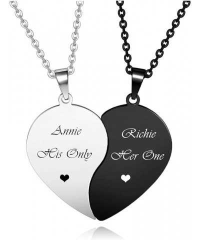 Personalized Portrait & Name Necklace BFF Necklace for 2-Split Heart Necklace Best Friend Pendant Customized Friendship Neckl...