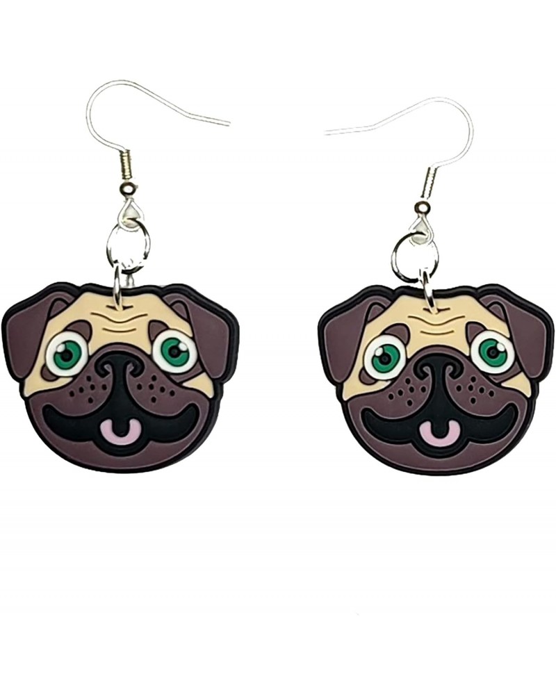 Pug Puppy Dog Earrings Hypoallergenic Silver Plated Fishhooks Yazzle Dazzle $7.94 Earrings