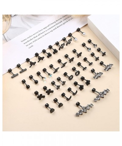 20 Pairs Stud Earrings for Women Men 20G Stainless Steel Tiny Cartlidge Earrings Stud Small Snake Star Moon Ball Butterfly Fl...