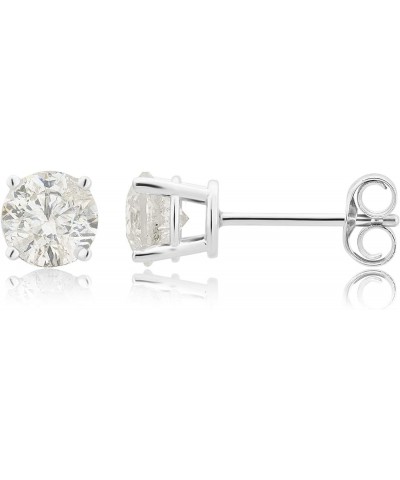 1/4-2.00 Carat Prong Set Round-cut Natural Diamond Solitaire Stud Earrings (I-J, I2-I3) in 14K White Gold | Fine Jewelry for ...