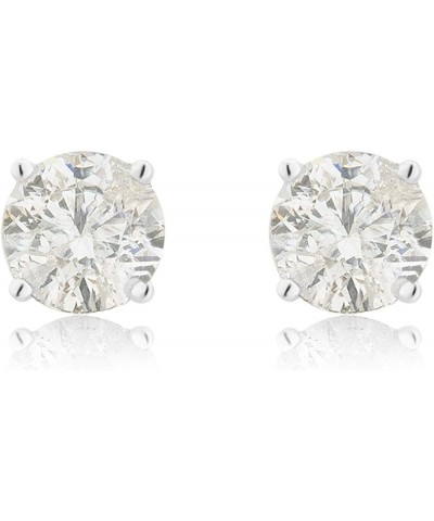 1/4-2.00 Carat Prong Set Round-cut Natural Diamond Solitaire Stud Earrings (I-J, I2-I3) in 14K White Gold | Fine Jewelry for ...