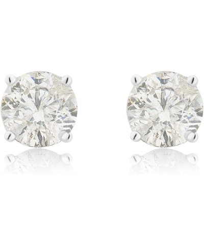 1/4-2.00 Carat Prong Set Round-cut Natural Diamond Solitaire Stud Earrings (I-J, I2-I3) in 14K White Gold | Fine Jewelry for ...