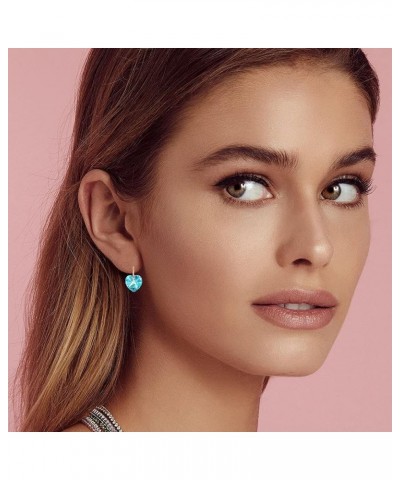 Austrian Crystal Heart Drop Leverback Earrings for Women 14K Rose Gold Plated Hypoallergenic Jewelry Aquamarine $10.35 Earrings