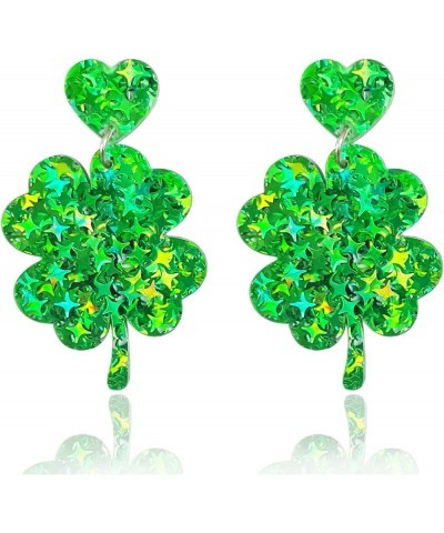 St Patrick's Day Earrings for Women Girls,Irish Shamrock Drop Dangle Earrings Acrylic Green Clover Hat Beer Horseshoe Stud Ea...