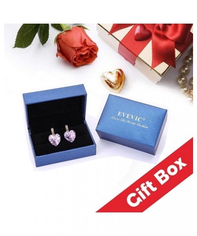 Austrian Crystal Heart Drop Leverback Earrings for Women 14K Rose Gold Plated Hypoallergenic Jewelry Aquamarine $10.35 Earrings