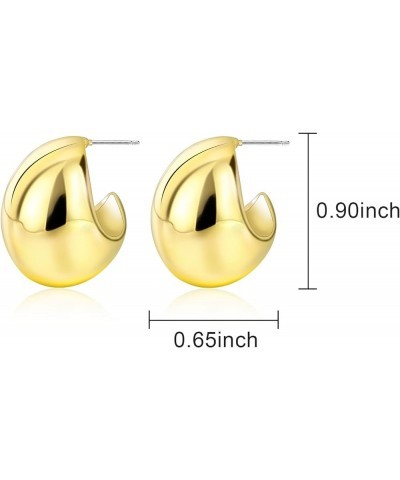 Chunky Gold Hoop Earrings, Small Gold Hoop Earrings for Women 14K Real Gold Plated Thick Open Hoops Lightweight Gold $7.79 Ea...