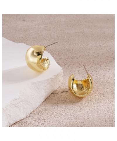 Chunky Gold Hoop Earrings, Small Gold Hoop Earrings for Women 14K Real Gold Plated Thick Open Hoops Lightweight Gold $7.79 Ea...