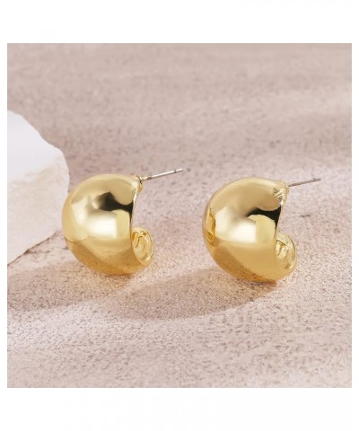 Chunky Gold Hoop Earrings, Small Gold Hoop Earrings for Women 14K Real Gold Plated Thick Open Hoops Lightweight Gold $7.79 Ea...